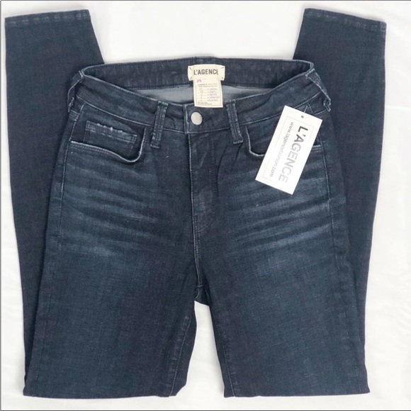 L’Agence Indigo Margot Hi Rise Skinny Jeans Sz25 Contour Waist Hugs to Taper Leg - Picture 4 of 12